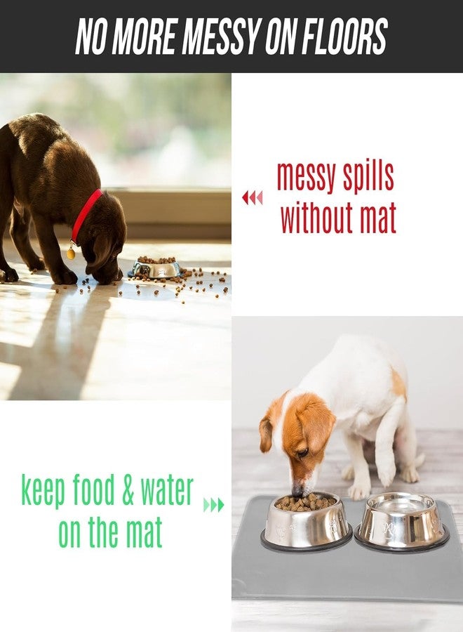 NIL JO Silicone Pet Food Mats Tray Dog Pet Cat Feeding Mat - Waterproof Dog Cat Food Mats -Pet Water Mats for Floors[19x12 Inch](Multicolor) - Image 2
